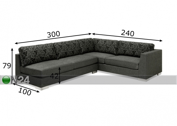 Угловой диван Ada размеры