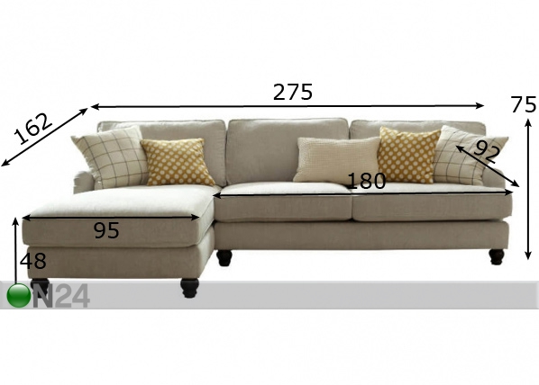 Угловой диван Allison размеры