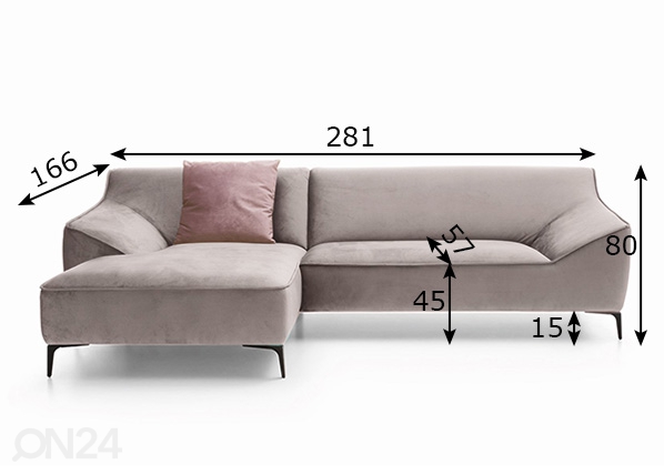 Угловой диван Austin размеры