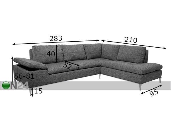 Угловой диван Chicago размеры