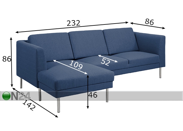 Угловой диван Copenhagen размеры