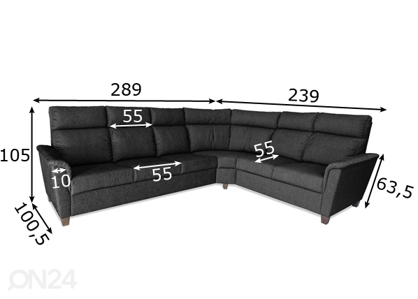 Угловой диван Darla размеры