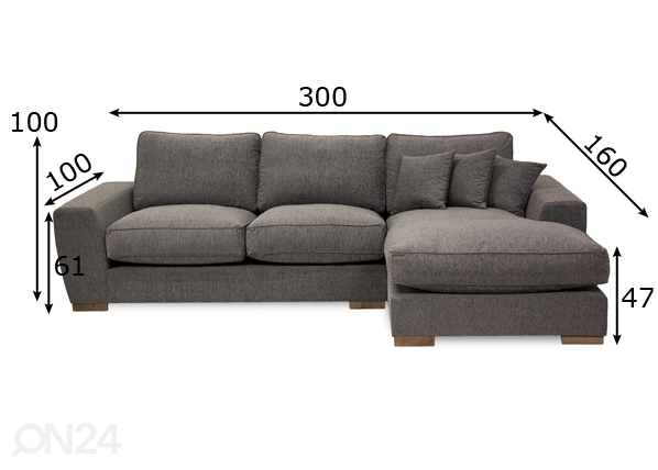 Угловой диван Dora размеры