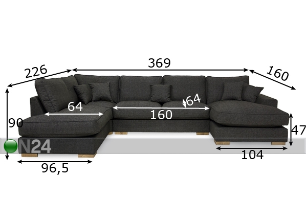 Угловой диван Dora Jumbo размеры