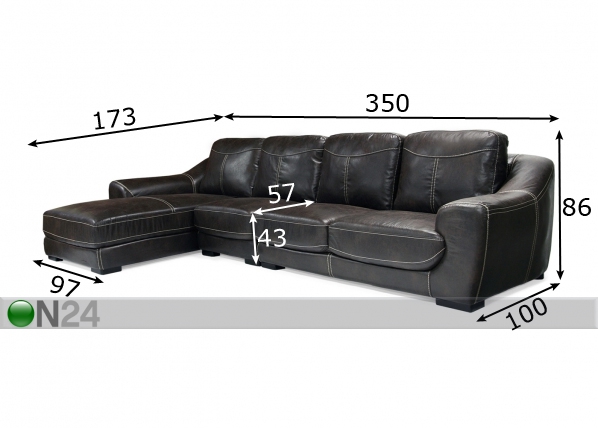 Угловой диван Evely размеры