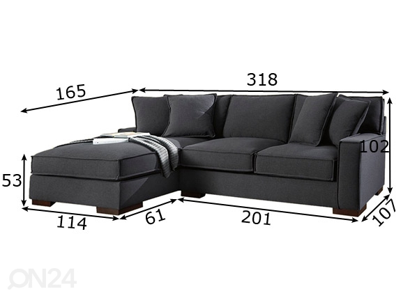 Угловой диван Gea размеры