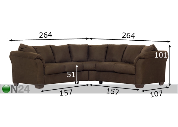 Угловой диван Irina размеры