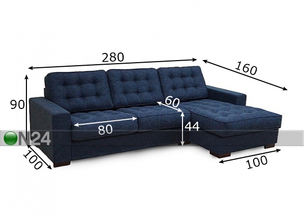 Угловой диван Iris размеры