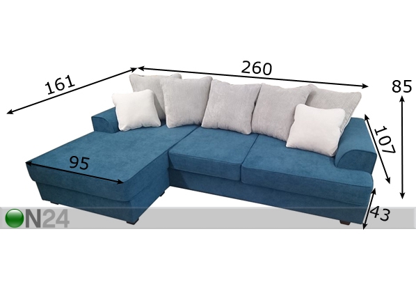 Угловой диван Jamaica размеры