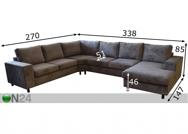 Угловой диван Joy размеры