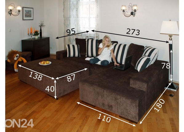 Угловой диван Julius + пуф размеры