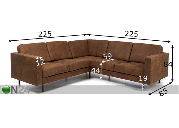 Угловой диван Linea 2N2 размеры