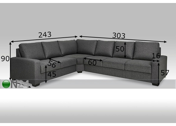 Угловой диван Lucie размеры