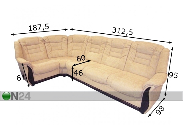 Угловой диван Lydia размеры