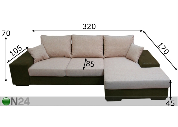 Угловой диван Mango XL размеры
