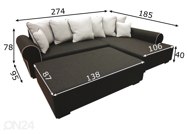 Угловой диван Matilde + пуф размеры