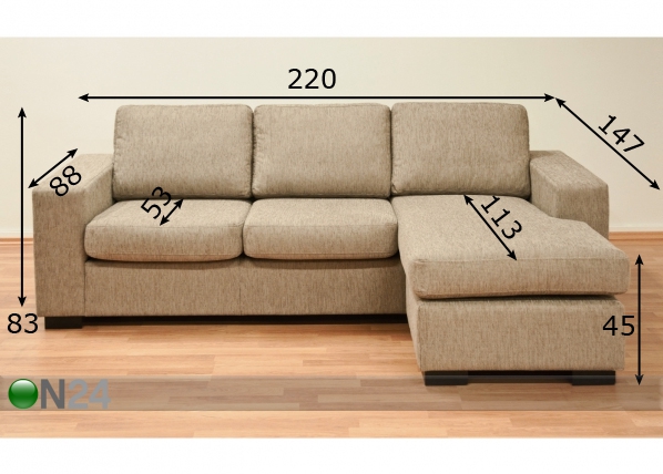 Угловой диван Parlow размеры