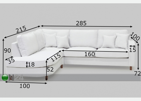 Угловой диван Parma размеры