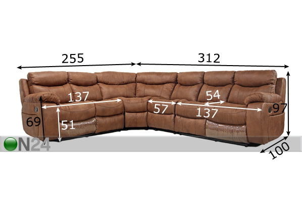 Угловой диван Relax2, золотисто-коричневый размеры