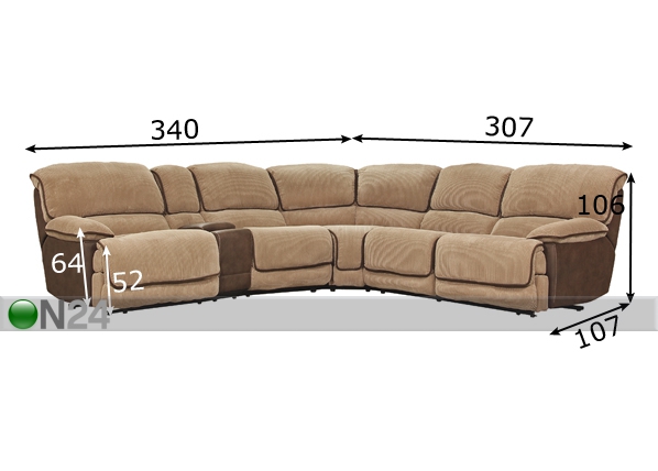 Угловой диван Relax5, золотисто-коричневый/бежевый размеры