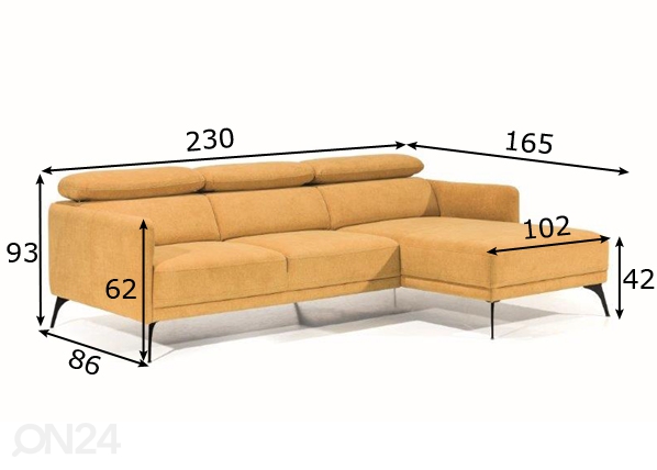 Угловой диван Sidolo размеры