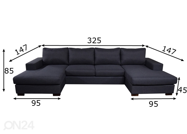 Угловой диван U размеры