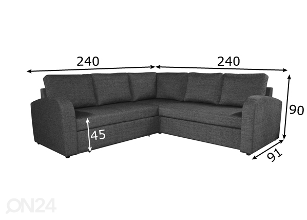 Угловой диван-кровать 2VN2 размеры