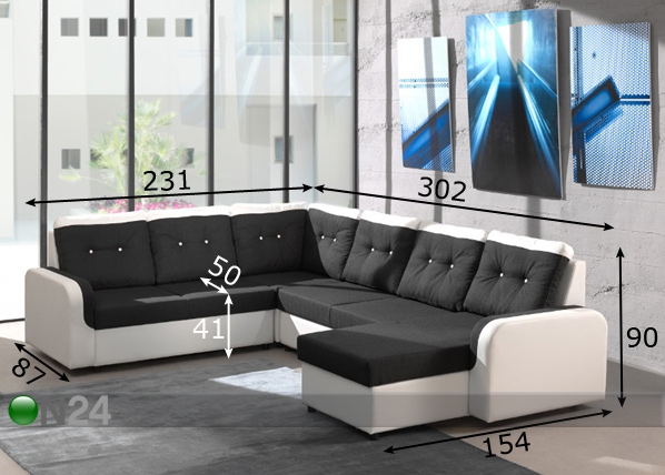 Угловой диван-кровать Bond размеры