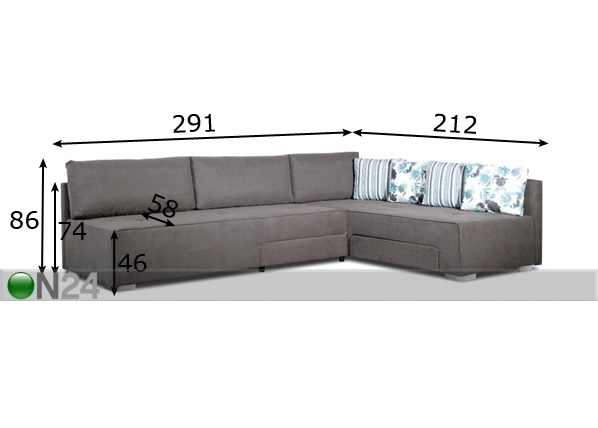Угловой диван-кровать Ena размеры