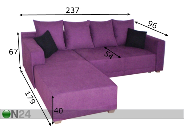 Угловой диван-кровать Flash размеры
