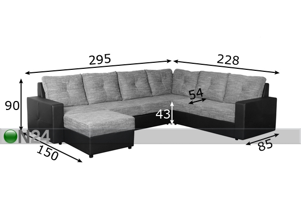 Угловой диван-кровать Galeria Plus размеры