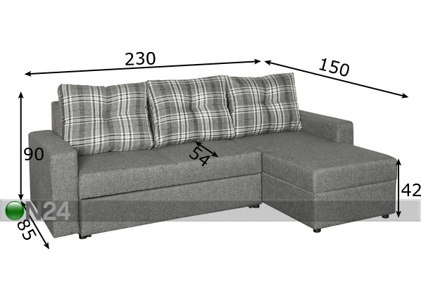 Угловой диван-кровать Gloria размеры