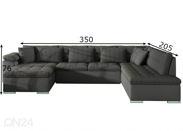 Угловой диван-кровать + LED размеры