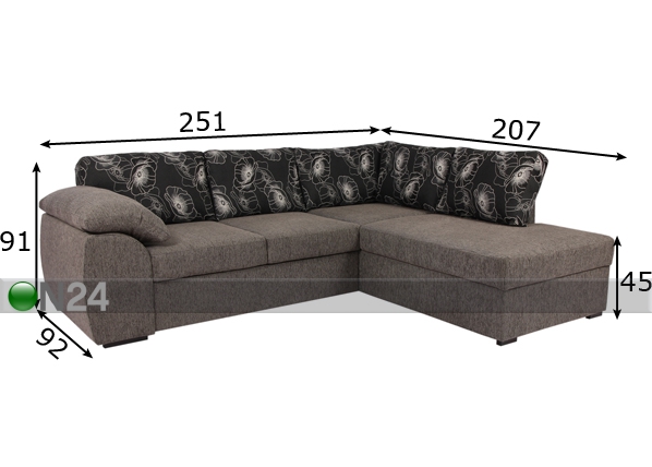 Угловой диван-кровать Liina размеры