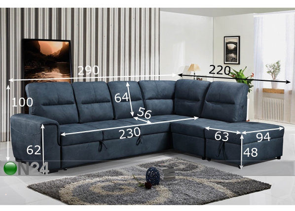 Угловой диван-кровать Motto размеры