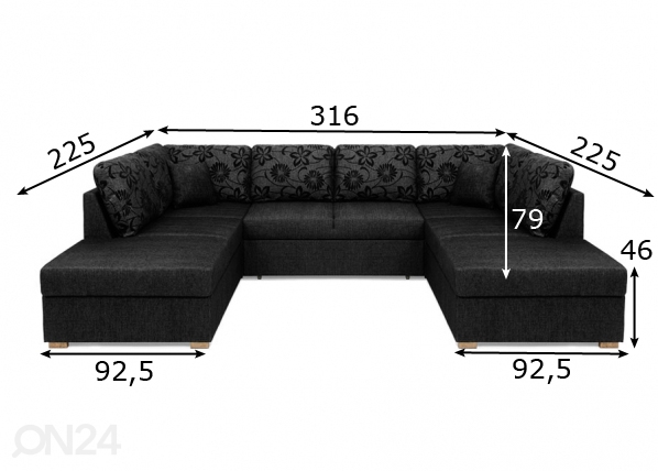 Угловой диван-кровать Silver XL с двумя ящиками размеры