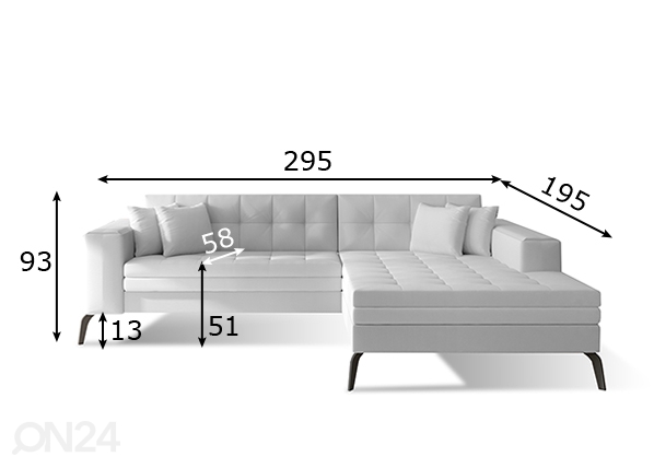 Угловой диван-кровать Solange размеры