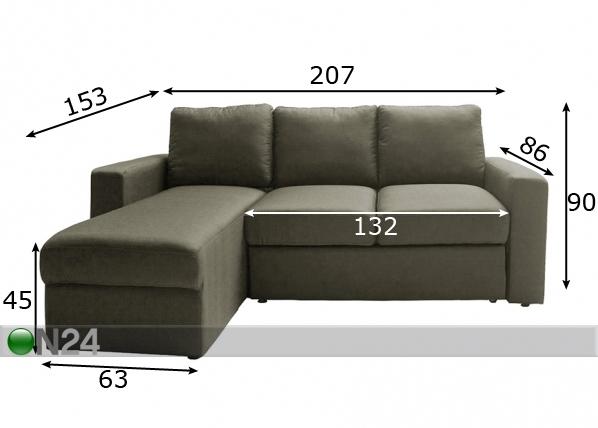 Угловой диван-кровать Spenc размеры