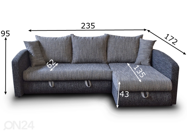 Угловой диван-кровать с двумя ящиками размеры