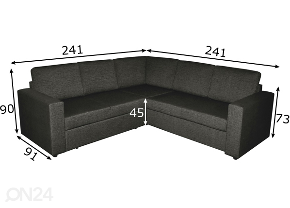 Угловой диван-кровать с ящиком 2VN2 размеры