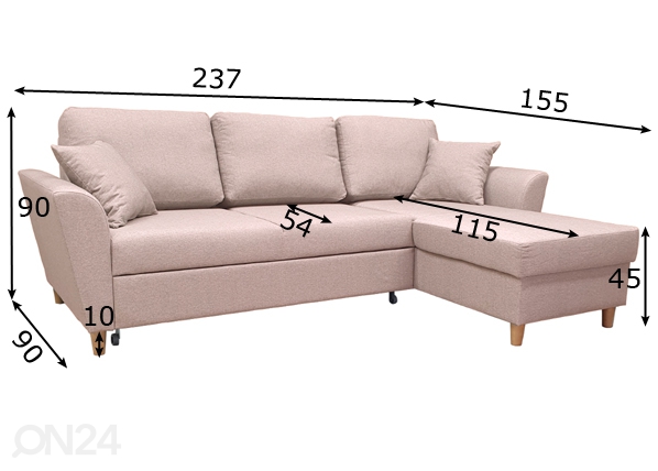 Угловой диван-кровать с ящиком Anton размеры