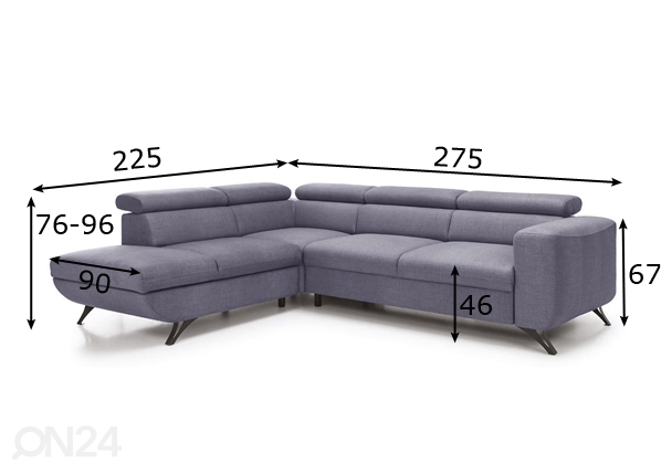 Угловой диван-кровать с ящиком Arrata размеры