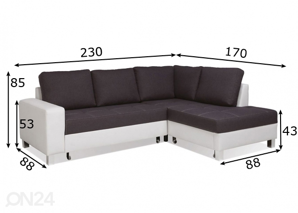 Угловой диван-кровать с ящиком Bari размеры