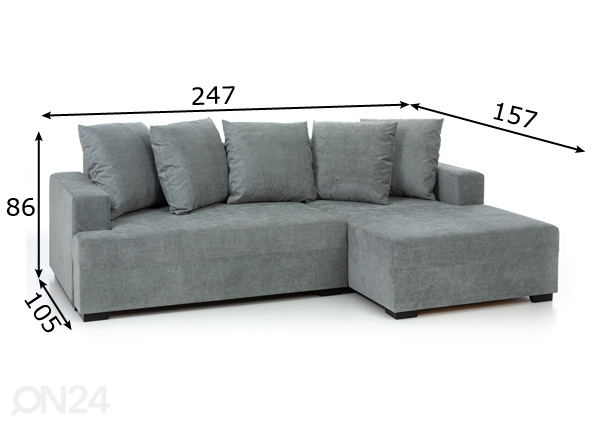Угловой диван-кровать с ящиком Cante размеры