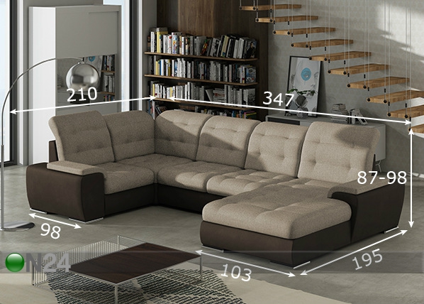 Угловой диван-кровать с ящиком Combi-1 размеры