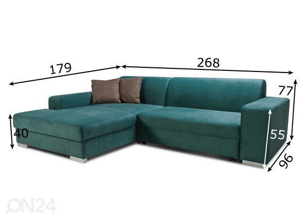 Угловой диван-кровать с ящиком Como размеры