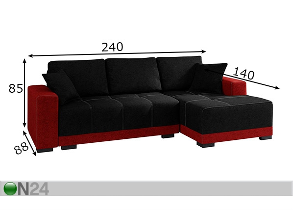 Угловой диван-кровать с ящиком Dallas размеры