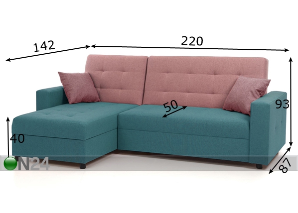 Угловой диван-кровать с ящиком Denver размеры