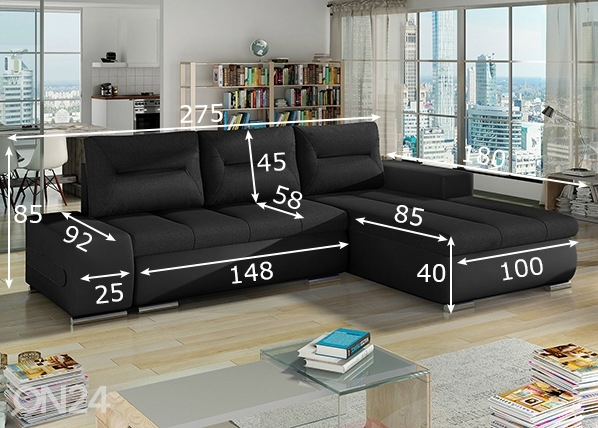 Угловой диван-кровать с ящиком Detroit размеры