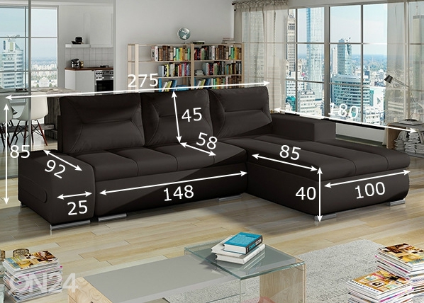 Угловой диван-кровать с ящиком Detroit размеры